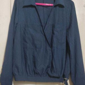 Navy Blue Wrap Blouse