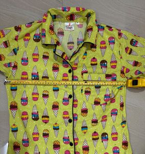 Yellow Pajama Set with Graphic Print