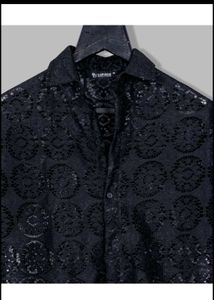 Loose Fit Black Lace Short Sleeve Shirt