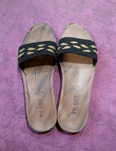 Trendy PU-BRT Women’s Slip-On Slippers (Uk 5-7) 🤎