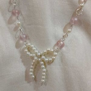 Pinterest Pearl Bow/Ribbon Necklace 🎀✨