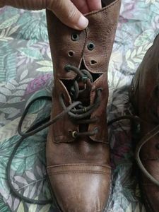Vintage Leather Lace-Up Ankle Boots