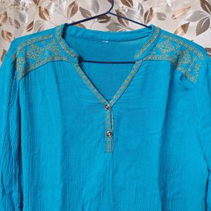Blue Crepe Top