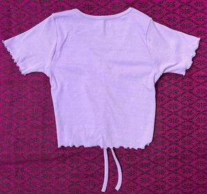 lavender drawstring crop top small