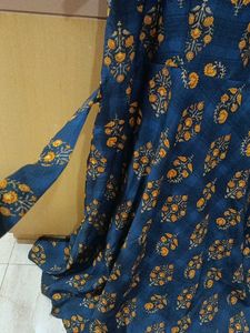 Women Fit &amp; Flare Blue Dress With Belt