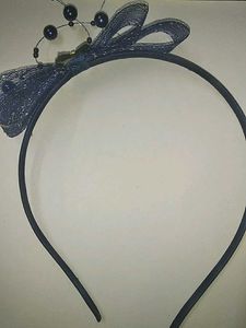 Navy Beaded Floral Headband