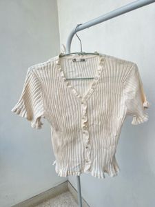 Cute Ruffled Button-Up Top
