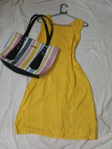 Yellow Dress N Tote Bag