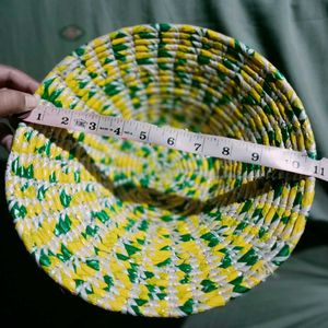 Hand Made Basket Yellow Green Colour