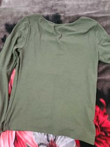 Olive Green Bell Sleeve Top