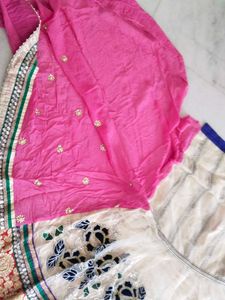 Ghagra Style Saree With Blouse Piece