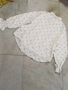 XXL Size Heart Print Shirt with Tie