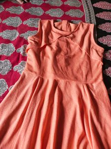 Peach Fit &amp; Flare Dress(Sleeves Are Attached)