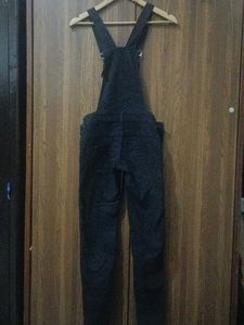 Denim Overalls with Distressed Details