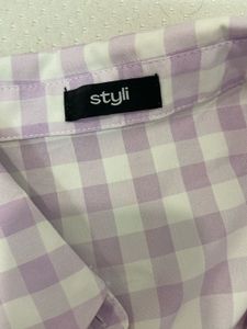 Lavender And White Checkered Shirt