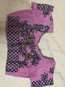 Embroidered Pink Saree