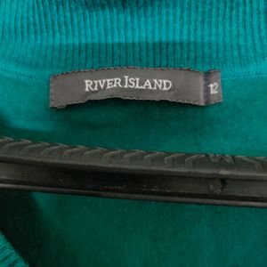 Green Basic V Neck Sweater women