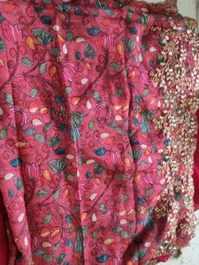 Kalamkari Organza Cut Work Duppata