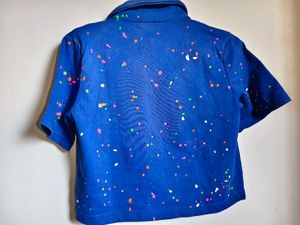 Blue Paint Splatter T-Shirt Size S/M