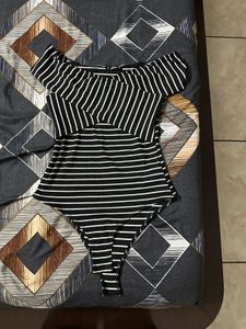 Striped Off-the-Shoulder Bodysuit