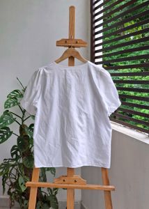 Korean White Button Down Top