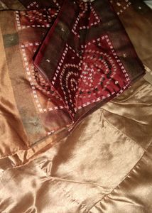Casatta Saree Red Maroon And Golden With Desi