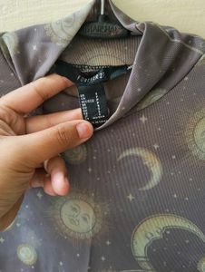 Forever 21 Celestial Print Mesh Top