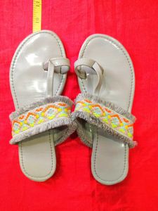 Grey Ethnic Flats For Women
