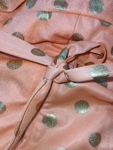 Peach &amp; Gold Polka Dot Dress