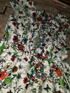 Floral Print Dress With Garland