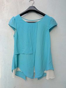 New With Tag Korean Blue Flare Crop Top
