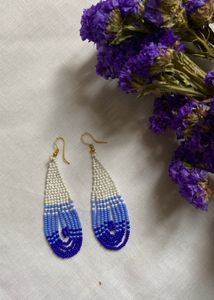 Blue And White Hanging Earrings