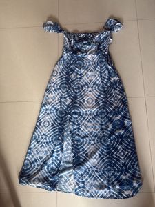 Blue Tie-Dye Off-Shoulder Maxi Dress