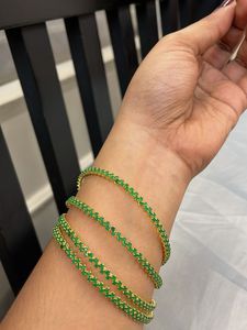 Emerald Green &amp; Gold Bangles