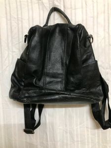 Black Leather Classic Backpack