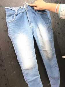 Light Wash Ruffle Waist Jeans