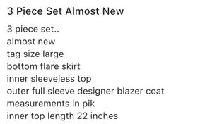 3 Piece Set Almost New Olive Green
