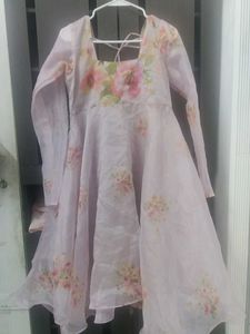 Pink Floral Dress Anarkali Kurti