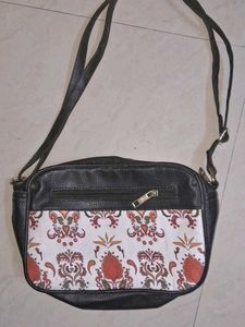 Black Crossbody Bag with Pattern Detail