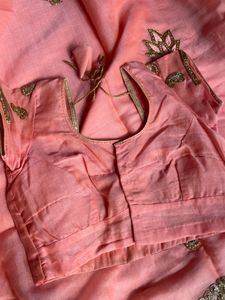 Elegant Peach Embroidered Saree