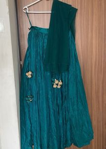 Green Lehenga With Net Dupatta