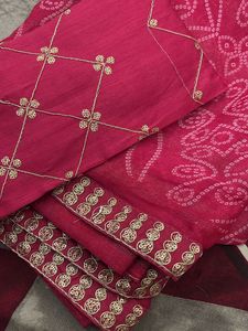 Pink Bandhani Saree with Blouse