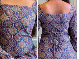 Elegant Printed Kurta with kavdi sleeves