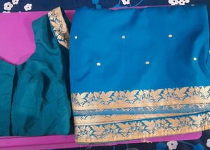 Sale ❗️Peacock Green New Saree With Blouse