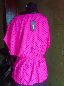 Pink Polka Dot Tie Top