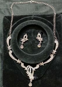 Necklace 🧣 Earring Silver Stone