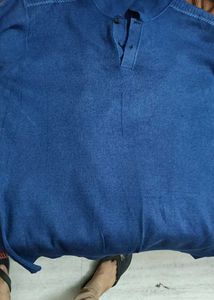 Blue Casual Tshirt and Brown Shirt Combo