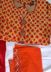 Orange Work Kurta