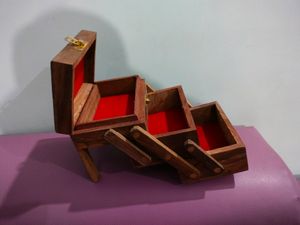 Wooden Jewellery Organiser Box 3 Tier Folding