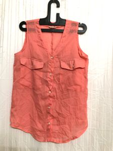 Sleevless Pocket Shirt Top For Women